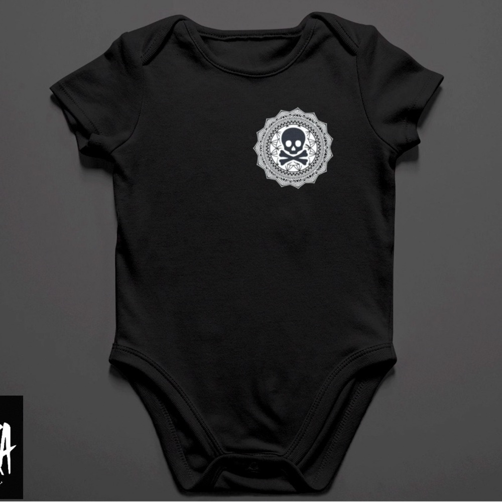 Corner Skeleton Mandala Baby Onesie